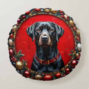 Weihnachts-Labrador-Hund Rundes Kissen