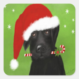 Weihnachts-Labrador, Hundsticker Quadratischer Aufkleber