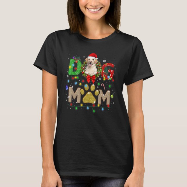 Weihnachts Labrador Mama Hat Santa Scarf Karierter T-Shirt (Vorderseite)