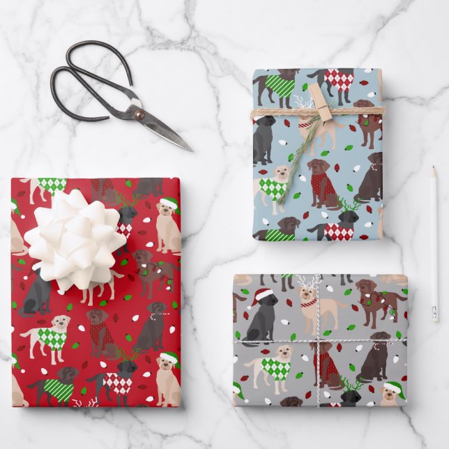 Weihnachts Labrador Retriever Geschenkpapier Set (Vorderseite)