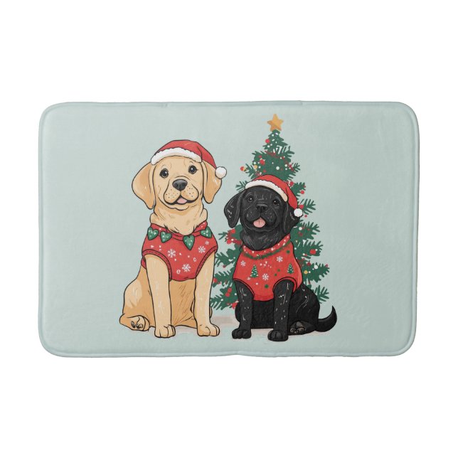 Weihnachts-Labrador Retriever Hunde Badematte (Vorderseite)