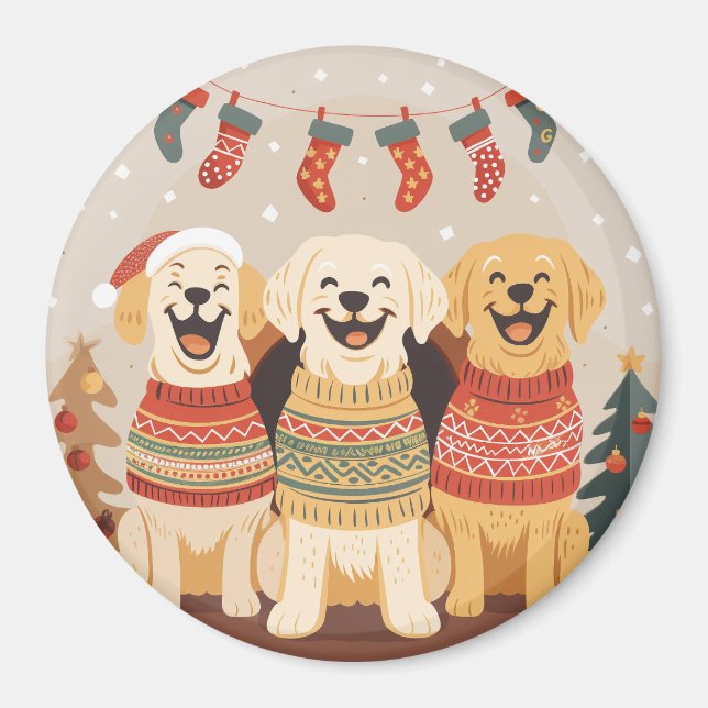 Weihnachts-Labrador Retriever Hunde Magnet (Vorne)