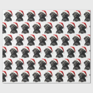 Weihnachts-Labrador Retriever in Schwarz  Geschenkpapier
