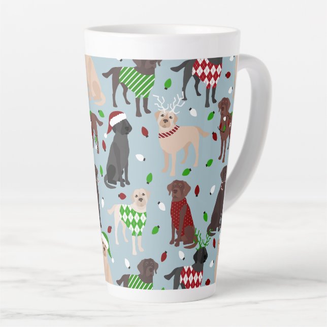 Weihnachts Labrador Retriever Latte Tasse (Rechte Ecke)