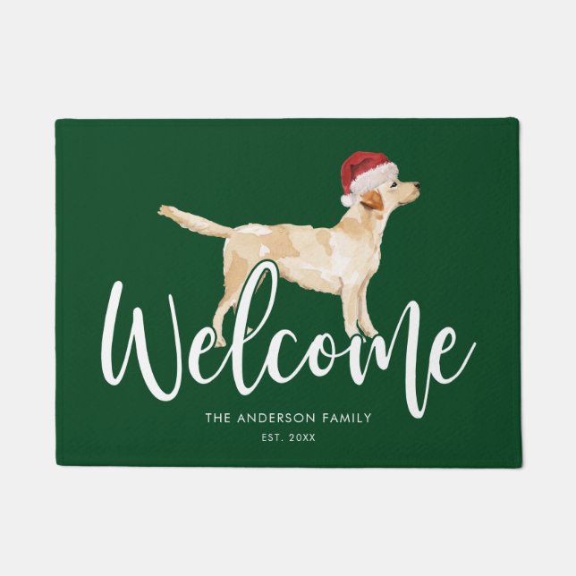 Weihnachts Labrador Retriever Personalisiert Green Fußmatte (Vorderseite)
