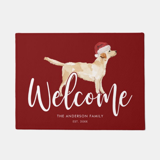Weihnachts Labrador Retriever Personalisiert Red Fußmatte (Vorderseite)