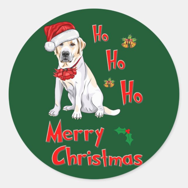 Weihnachts-Labrador Runder Aufkleber (Vorderseite)