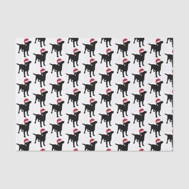 Weihnachts-Labrador-Schwarzer Hund in Weihnachtsma Seidenpapier (Vorderseite)