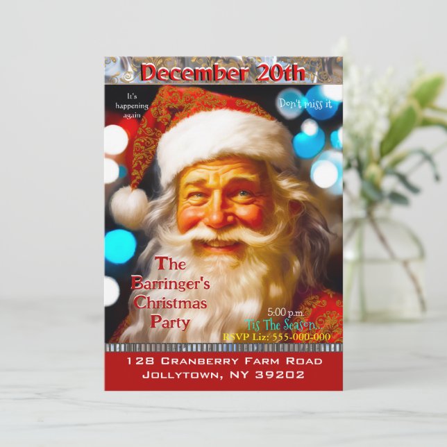 Weihnachts-Lächeln Frohes Weihnachtsfest Party Einladung (Stehend Vorderseite)
