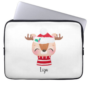 Weihnachts-Lächeln Rentier-Gesicht Laptopschutzhülle
