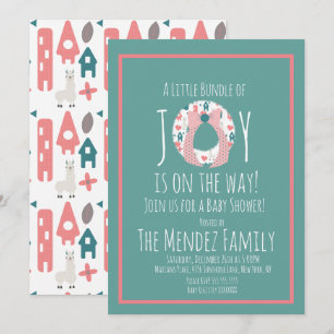 Weihnachts Lama Baby Duschkabine Wreath Joy Bundle Einladung
