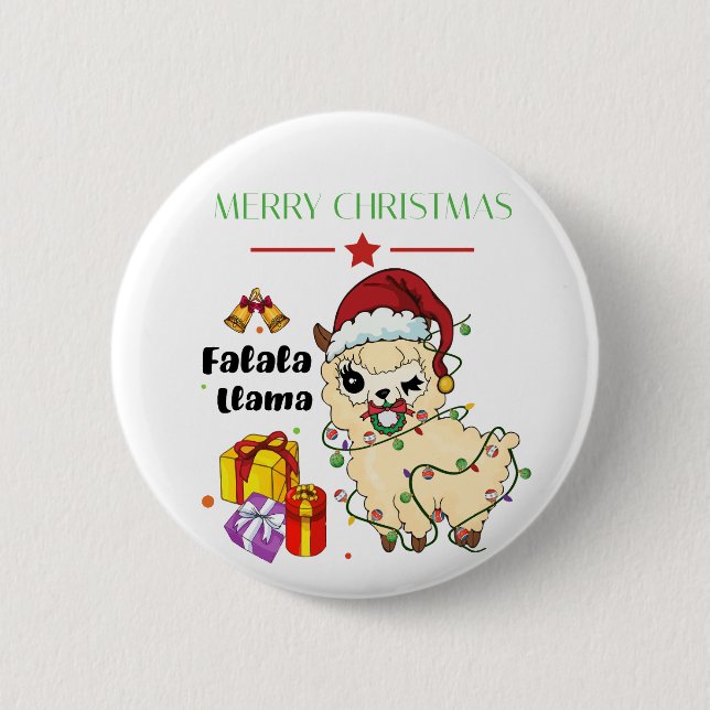Weihnachts-Lama-Button Button (Vorderseite)