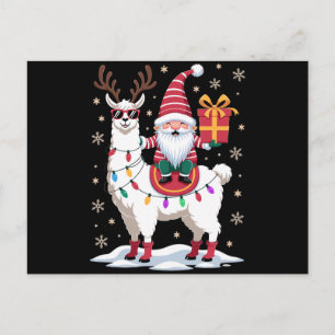 Weihnachts-Lama-Gnom-Santa-Lichter-Rentier-Xmas Feiertagspostkarte