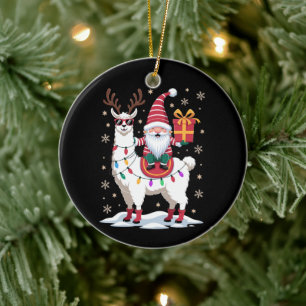 Weihnachts-Lama-Gnom-Santa-Lichter-Rentier-Xmas Keramik Ornament