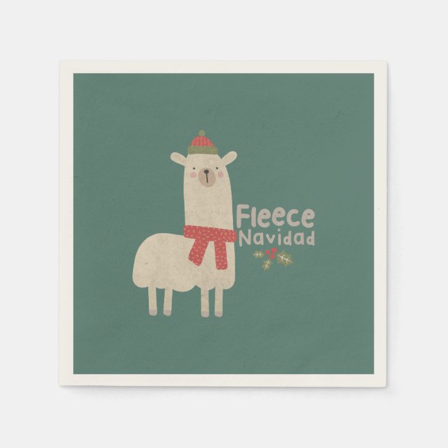 Weihnachts-Lama-Pun: Fleece Navidad Serviette (Vorderseite)