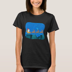 Weihnachts-Lama-Reit-Schlitten-Santa-Hut-Süße Lama T-Shirt