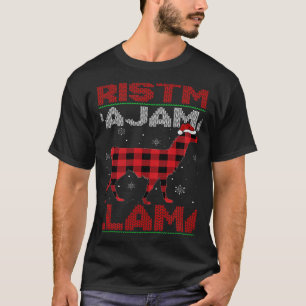 Weihnachts-Lama Roter Büffel-Karo hässliches Lama T-Shirt