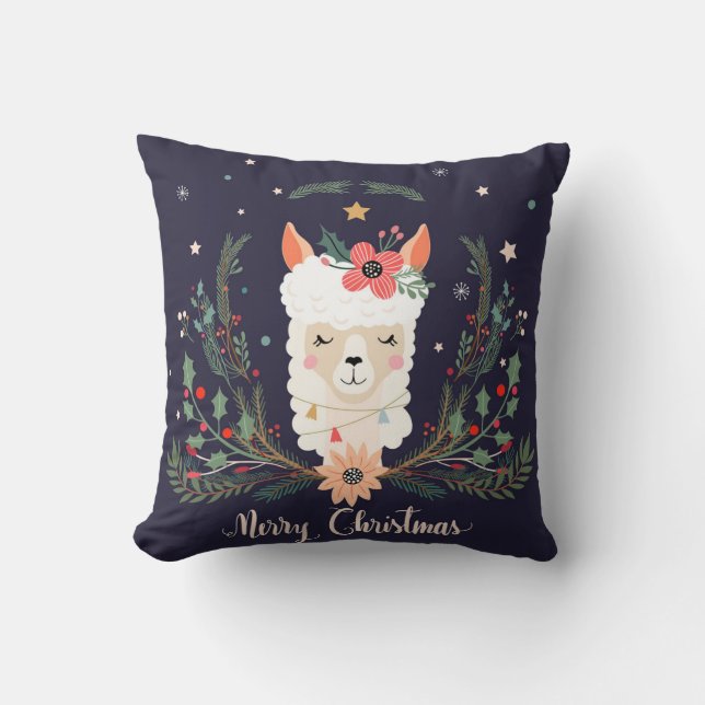 Weihnachts-Lama-Wurfkissen Kissen (Vorderseite)