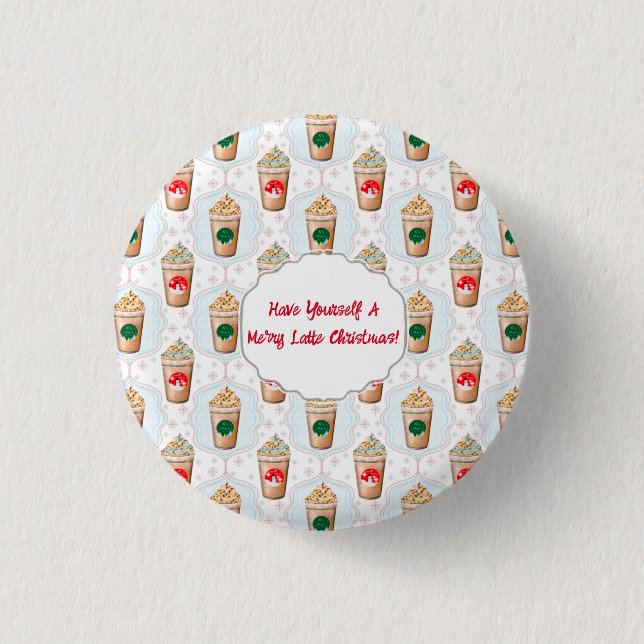 Weihnachts-Latte-Ogee-Schneemuster  Button (Vorderseite)