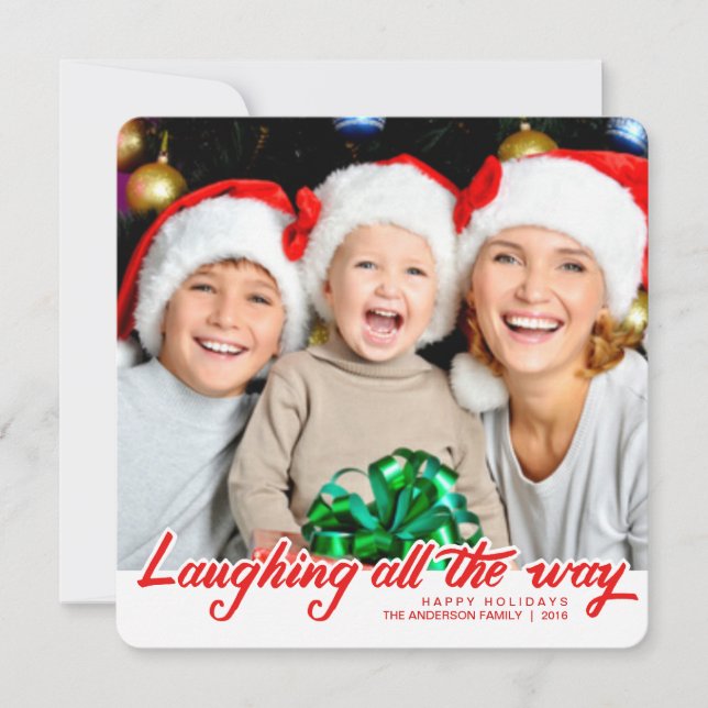 Weihnachts-Laughing-Handschrift Vollblut-Foto Feiertagskarte (Vorderseite)