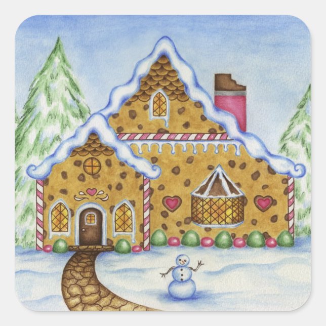 Weihnachts-Lebkuchen-Aufkleber Quadratischer Aufkleber (Vorderseite)