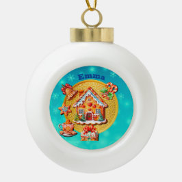 Weihnachts-Lebkuchen Candy House und Neujahr Keramik Kugel-Ornament