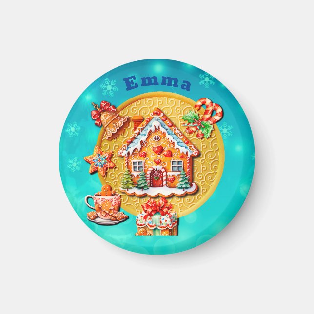 Weihnachts-Lebkuchen Candy House und Neujahr Magnet (Vorne)