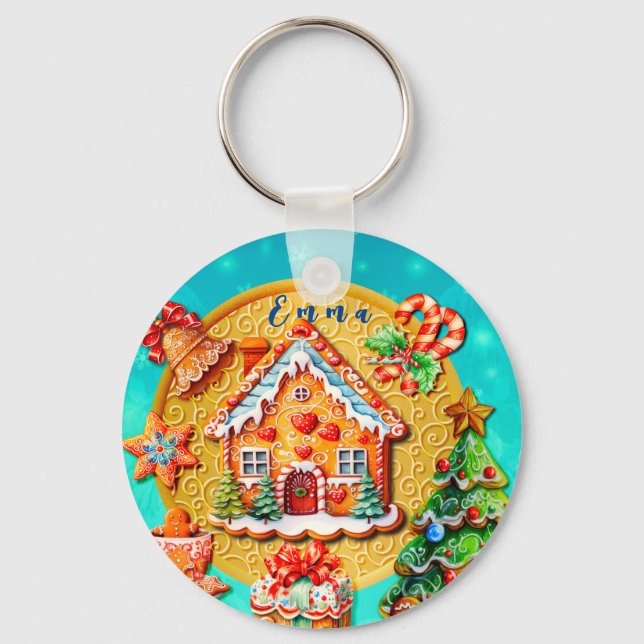 Weihnachts-Lebkuchen Candy House und Neujahr Schlüsselanhänger (Vorderseite)