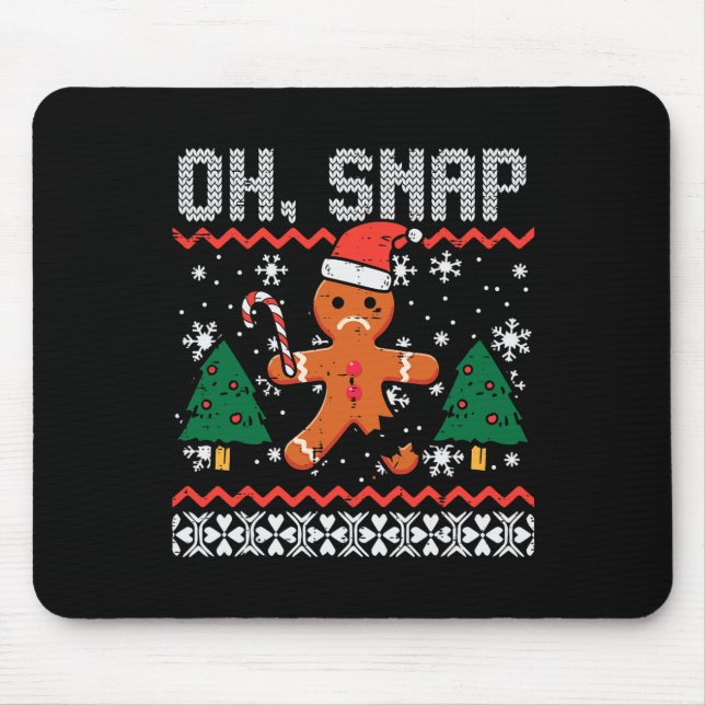 Weihnachts-Lebkuchen gebrochen Oh schlage hässlich Mousepad (Vorne)