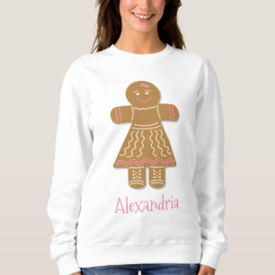 Weihnachts-Lebkuchen Girl Pink Ihren Namen hinzuf Sweatshirt