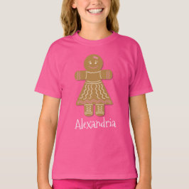 Weihnachts-Lebkuchen Girl Pink Ihren Namen hinzufü T-Shirt