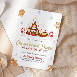 Weihnachts-Lebkuchen-Haus Dekorieren Party Einladung