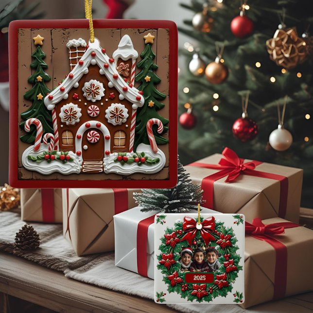 Weihnachts-Lebkuchen-Haus individuell anpassbar Keramikornament (Von Creator hochgeladen)