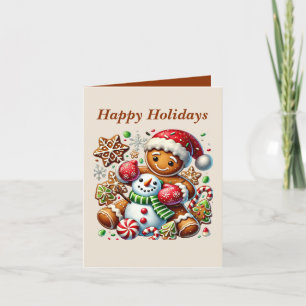 Weihnachts Lebkuchen hinzufügen Nachricht Happy Feiertagskarte