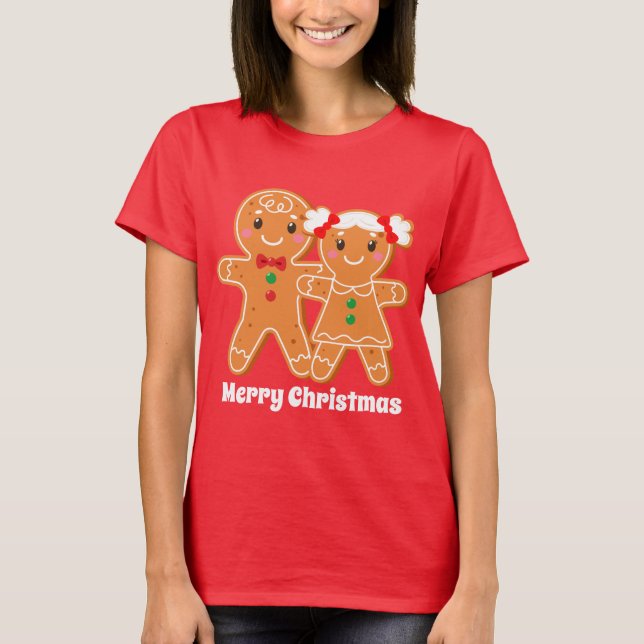 Weihnachts-Lebkuchen hinzufügen T-Shirt (Vorderseite)