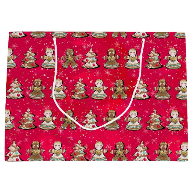 Weihnachts-Lebkuchen Keks Weihnachtsbeutel Große Geschenktüte (Vorderseite)