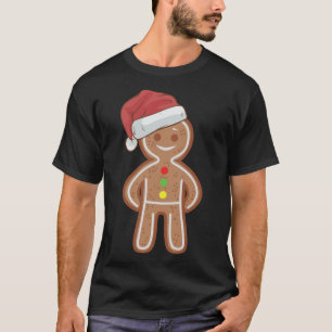 Weihnachts-Lebkuchen Mann Cookie Weihnachtsmannmüt T-Shirt