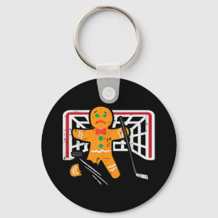 Weihnachts-Lebkuchen Mann Eishockey Spaß Weihnacht Schlüsselanhänger