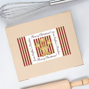 Weihnachts-Lebkuchen Mann hausgemachte Verpackung  Rechteckiger Aufkleber