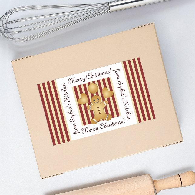 Weihnachts-Lebkuchen Mann hausgemachte Verpackung  Rechteckiger Aufkleber (Von Creator hochgeladen)