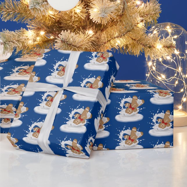 Weihnachts-Lebkuchen Mann in Milk Splash Geschenkpapier (Feiertage)