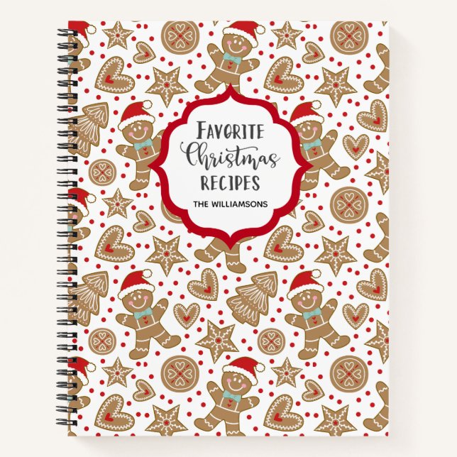 Weihnachts-Lebkuchen Mann Rezept Kochbuch Notizbuch (Vorderseite)