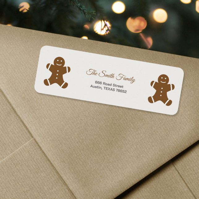 Weihnachts-Lebkuchen-Mann-Rücksendeadresse (Christmas Gingerbread Man Return Address Label)