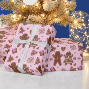 Weihnachts-Lebkuchen Mann und Frau Weihnachtsbaum Geschenkpapier