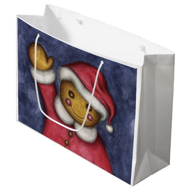 Weihnachts-Lebkuchen Niedlicher Weihnachtsgeschenk Große Geschenktüte (Vorderseite Schrägansicht)
