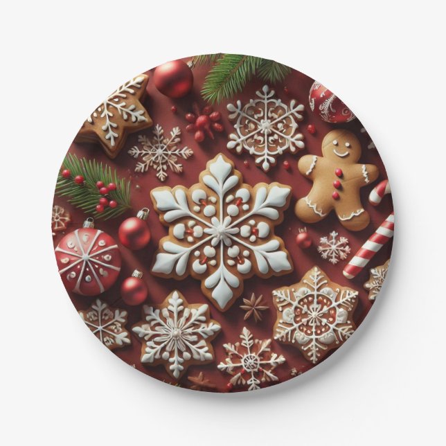 Weihnachts-Lebkuchen-Papierteller. Pappteller (Vorderseite)