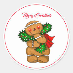Weihnachts-Lebkuchen-Person-Stickers Runder Aufkleber