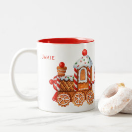Weihnachts-Lebkuchen & Pfefferminzbahn Zweifarbige Tasse
