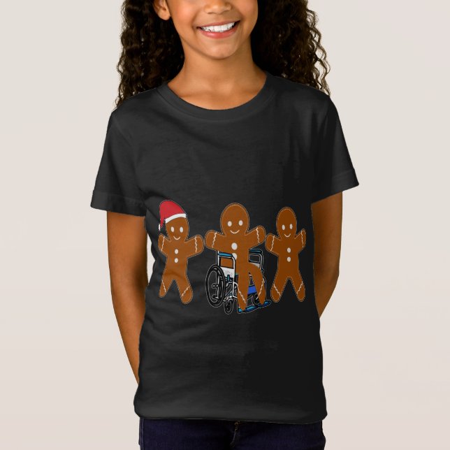 Weihnachts-Lebkuchen, Rollstuhl T-Shirt (Vorderseite)