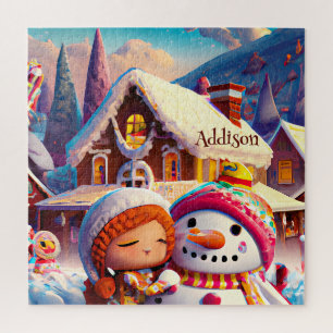 Weihnachts-Lebkuchen-Schneemann-Puzzle
